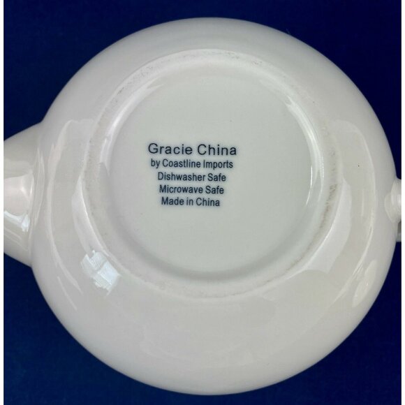 Gracie Coastline Imports Decorative China Teapot w Lid Cream Lattice Top - Picture 11 of 12